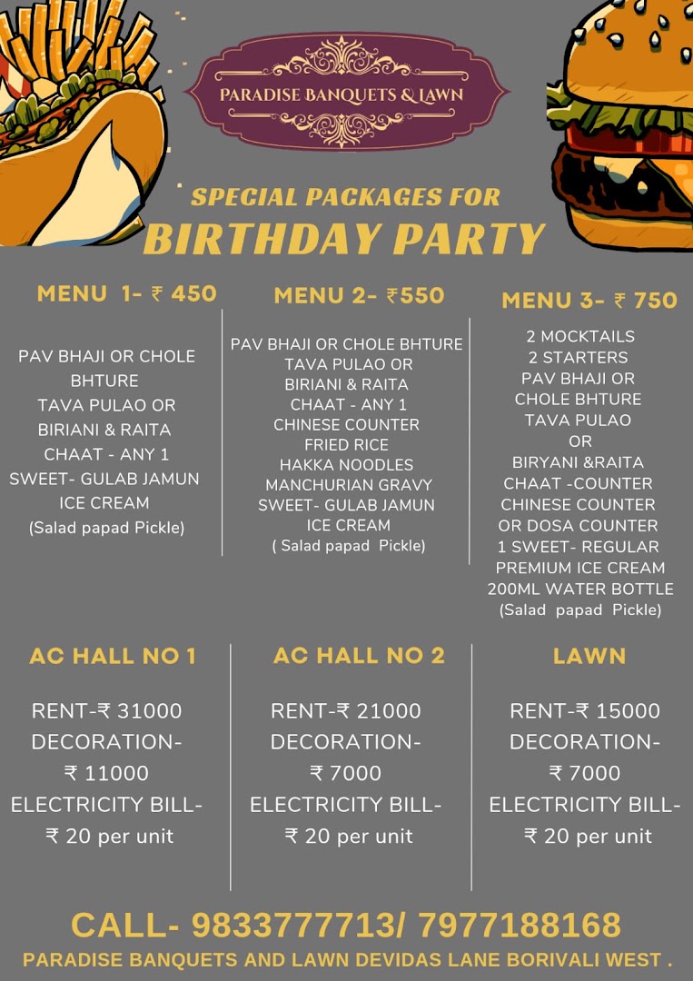 Paradise Banquets: Banquet Hall in Borivali | Birthday Party Hall Borivali | Birthday Party Venue